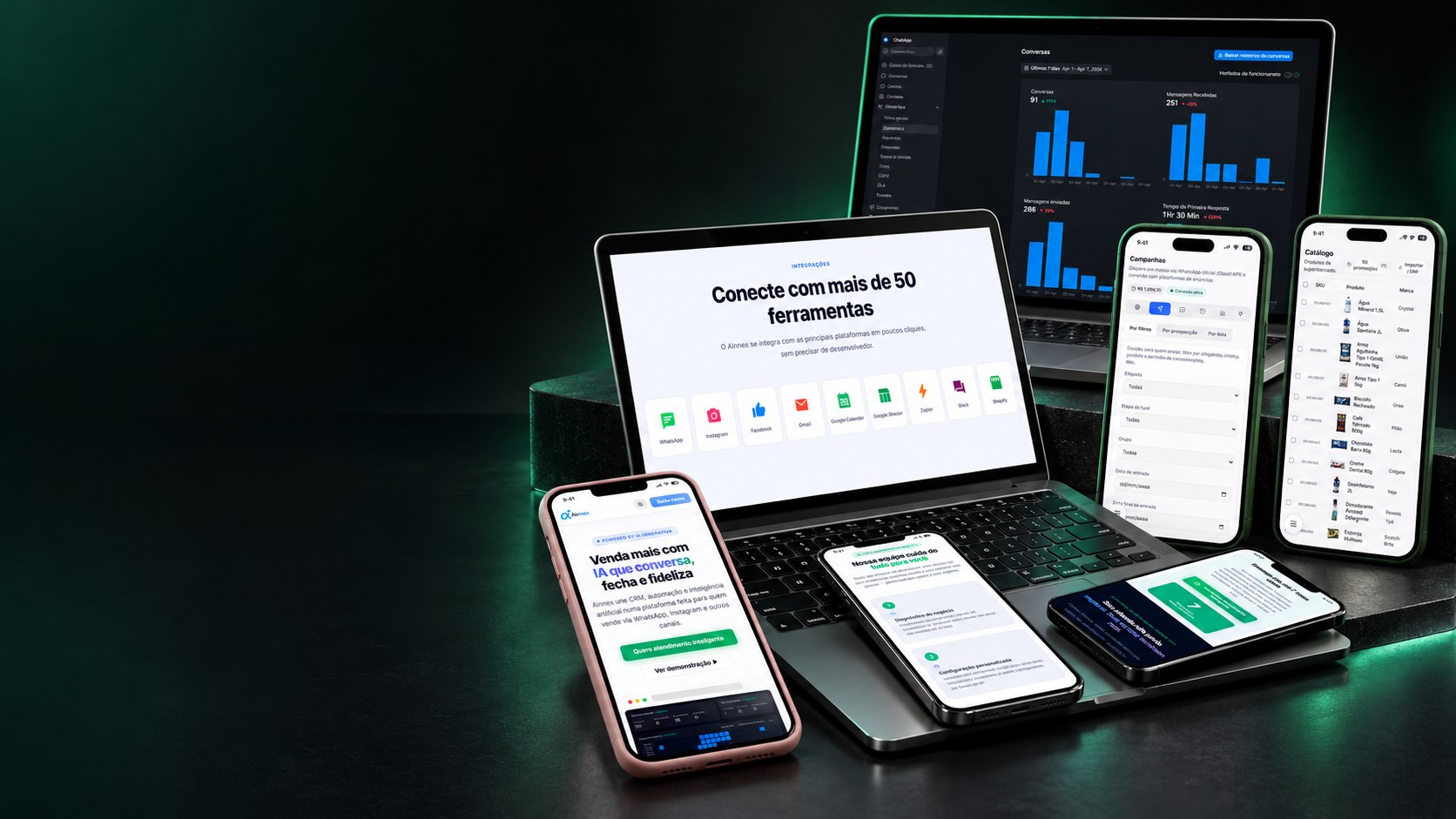 Montagem de websites, aplicativos e dashboards desenvolvidos pela DH Designer